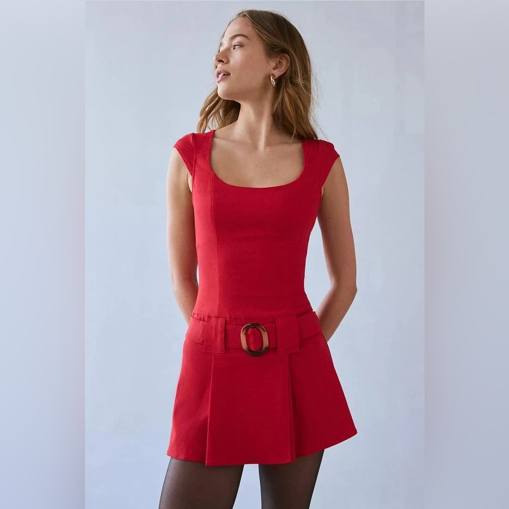 Kimchi Blue Tate Belted Drop Waist Mini Dress